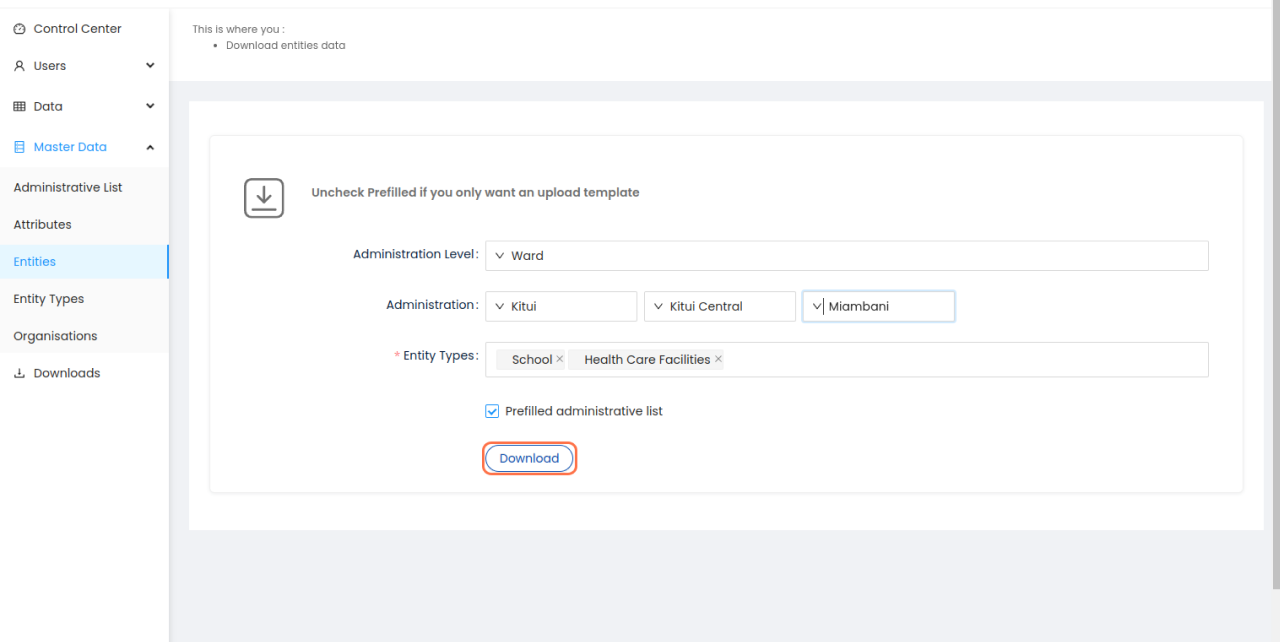 Entity download step-2
