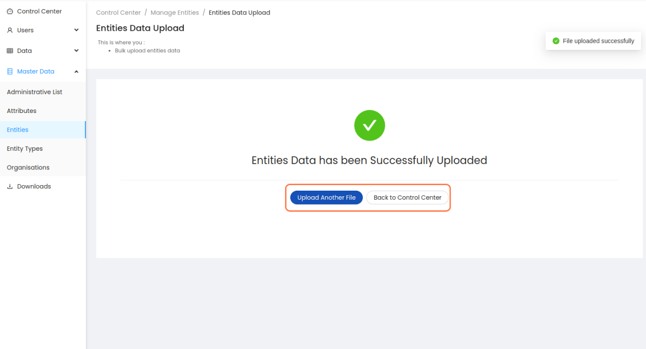 Entity upload step-3