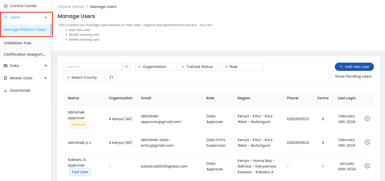 Manage User